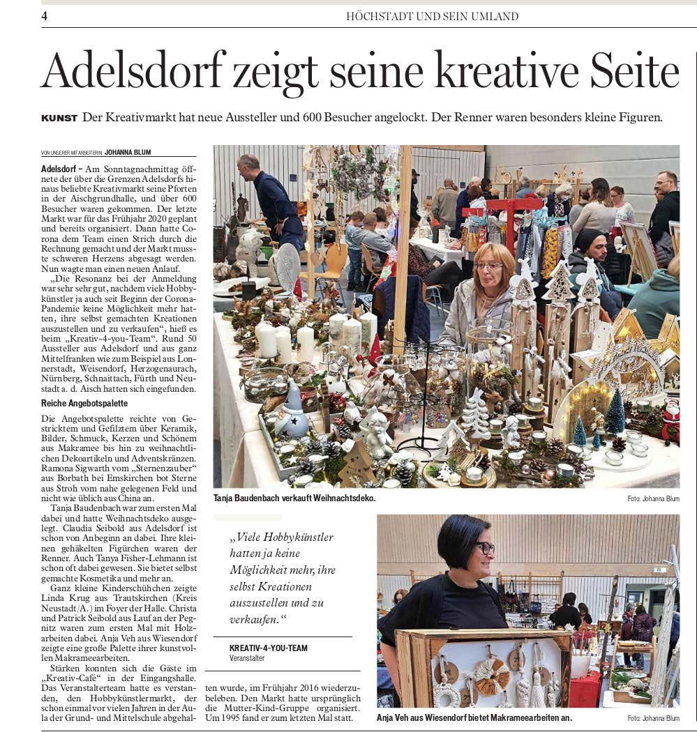 2022 11 08 Fränkischer Tag Hobbykünstlermarkt 2022